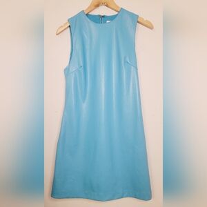 House of Harlow 1960 Cyan Blue Vegan Leather Dress Retro Hippie Gogo Dancer $189